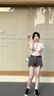 假兩件正肩短袖t恤女2025新款夏季修身設(shè)計(jì)感小眾韓系針織衫上衣 粉色 S（80-95斤） 曬單實(shí)拍圖