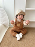 幼歌（YOUGE）嬰幼兒秋季新款親膚保暖打底衫可愛背帶褲爬服兩件套潮 咖色 背帶褲 66 cm 曬單實(shí)拍圖