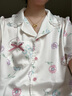 果殼（Gukoo）睡衣女夏季HelloKitty冰絲甜美蕾絲花邊女家居服套裝 魚肚白  S  曬單實拍圖