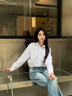Calvin KleinJeans春秋女士純棉商務(wù)休閑通勤布標ck寬松職場白色襯衫J224436 YAF-月光白 XS 曬單實拍圖