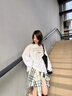 韓系字母印花長(zhǎng)袖T恤女夏季微透寬松百搭寬松慵懶風(fēng)防曬罩衫上衣 白色 L 曬單實(shí)拍圖