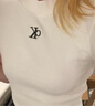 Calvin KleinJeans夏季女士活力少女感休閑ck刺繡時(shí)尚辣妹正肩羅紋短袖T恤 101-象牙白 M 曬單實(shí)拍圖