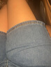 真維斯（JEANSWEST）牛仔短褲女高腰五分夏季寬松直筒a字小個(gè)子中褲深藍(lán)28 曬單實(shí)拍圖