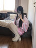 蒲戀日式情趣和服性感花魁cosplay偽娘日系睡袍睡衣忍者旗袍COS服男娘 粉紅色【和服+腰封+T褲】 【均碼】推薦80-130斤 曬單實(shí)拍圖
