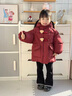 G.DUCKKIDS小黃鴨童裝女童棉服冬季新款加厚保暖女寶寶棉襖冬裝新年拜年服女 紅色【不含包包】 100 尺碼2~3歲【90-100cm】cm 曬單實(shí)拍圖