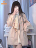 派吉鯊JK制服女秋冬穿搭牛角扣毛呢外套英倫風小個子大衣 杏粉色【有內(nèi)襯】 XL 110-120 曬單實拍圖