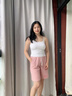 真維斯（JEANSWEST）粉色運(yùn)動(dòng)短褲女夏季2025新款爆款多巴胺寬松休閑純棉跑步五分中褲 皮粉 正確決定粉色_K_前左下 2XL 曬單實(shí)拍圖
