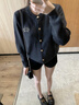 SNYDER WEAR灰色毛衣開衫女裝學(xué)院風(fēng)外搭寬松百搭針織開衫上衣韓版短款外套女 灰色  常規(guī) S 建議85-95斤 曬單實(shí)拍圖