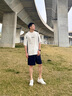 AVVLD美式潮牌設(shè)計運動插肩袖拼色圓領(lǐng)短袖男夏季冰絲涼感寬松休閑T恤 米色 XL 曬單實拍圖