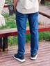 羅蒙牛仔褲秋冬款男牛仔褲男加絨加厚修身直筒男褲彈力休閑長褲子男 9019#深藍色+6828#藍灰色 (秋冬 32碼 (腰圍2尺5) 曬單實拍圖