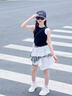 又酷又颯的女童裙子套裝2025新款女大童炸街夏裝背心兒童夏季短裙 套裝-【背心+短裙】 150 曬單實(shí)拍圖