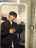棉致夾克男秋季美式棒球服男休閑外套男士衣服 黑色 XL 曬單實(shí)拍圖