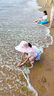 亨凱利兒童防曬帽防紫外線寶寶遮陽太陽帽男童女童夏沙灘帽子大帽檐粉 曬單實拍圖