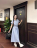 艾珠兒（Aizhuer）2025新款韓系學(xué)院風(fēng)藍色短袖襯衫連衣裙子女夏季氣質(zhì)收腰長(cháng)裙夏天 【藍色】 L 曬單實(shí)拍圖