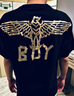 BOY LONDON【范丞丞同款】夏短袖情侶款燙金黑色休閑潮牌T恤N01910 黑色 現(xiàn)貨 XL 此款偏大，建議拍小一碼 曬單實拍圖