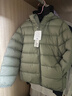 優(yōu)衣庫童裝男童女童高級輕型羽絨連帽外套帽子可拆卸471377 54 綠色 140 曬單實(shí)拍圖