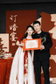 麗佰昕中式敬酒服新娘新款2025夏季訂婚結(jié)婚禮服裙女高端紗裙回門晚禮服 酒紅色 L 建議105-110斤 曬單實(shí)拍圖