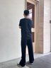 izzueIT夏季薄款條紋男士休閑褲男2025新款寬松直筒褲闊腿工裝褲子男褲 曬單實(shí)拍圖