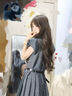 格邏恩（GELUOEN）小個(gè)子灰色波點(diǎn)連衣裙子女夏季2025新款蝴蝶結(jié)收腰a字百褶短裙女 波點(diǎn)連衣裙【腰帶】 均碼 【可備注碼數(shù)】 曬單實(shí)拍圖