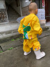 牧萌兒童雨衣分體套裝男女童幼兒園防水雨褲寶寶雨披 黃恐龍?zhí)籽b S 曬單實(shí)拍圖