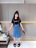 奧萬(wàn)森aowansen女童牛仔背帶裙夏裝套裝2025新款兒童裙子夏季女中大童夏款連衣裙 黑色 背帶裙+短袖 120 cm 曬單實(shí)拍圖