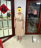 紫魅俏2025年春夏裝新款媽媽裝連衣裙顯瘦時尚禮服裙日?？纱┲欣夏昱b 杏色【短袖】 2XL (建議120-130斤) 曬單實拍圖