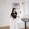 lareen fitty印花純棉短袖T恤女大碼2025夏季新款寬松顯瘦減齡休閑上衣潮牌 白色大樂 L 125-135斤 曬單實(shí)拍圖