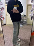 杉努牛仔褲子男春夏季美式高街新款潮牌寬松直筒褲潮流百搭男生長褲 153磨白藍 XL 曬單實拍圖