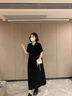 冶芷孕婦裝夏裝2025年夏季新款大碼女裝休閑遮肚孕婦連衣裙時尚顯瘦 孕婦長款連衣裙【黑色】L碼 曬單實拍圖