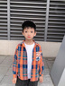 G.DUCKKIDS兒童裝男童春裝襯衫2025新款春秋款中大童男孩春季帥氣格子襯衣潮 橘色 150 cm 曬單實(shí)拍圖