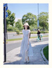 妤遇品牌女裝連衣裙夏天女2025年新款法式娃娃領(lǐng)藍(lán)色獨特絕美溫柔長裙 淺藍(lán)色 M 曬單實拍圖