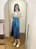 顏域不規(guī)則印花連衣裙女2025夏季新款高腰顯瘦過(guò)膝雪紡收腰長(zhǎng)裙子 藍(lán)花 S 曬單實(shí)拍圖