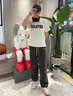 查佰倫 CHELDBAILANNC牛仔褲男夏季新款寬松直筒美式復古長(cháng)褲潮牌高街抽繩男士牛仔長(cháng)褲 復古藍 XL 曬單實(shí)拍圖