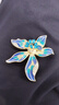 默研（MOYAN）喜鵲小鳥(niǎo)胸針日系可愛(ài)防走光感個(gè)性西裝彩色別針胸花配飾 藍色花朵胸針 A25-106 曬單實(shí)拍圖