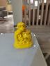 陶瓷猴子擺件黃色十二生肖補角招財吉祥物風(fēng)水鎮宅客廳工藝裝飾品 款式一  黃瓷描金款1件 曬單實(shí)拍圖