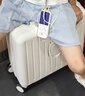 袋鼠行李箱前開蓋18寸小型登機(jī)箱男女多功能短途迷你輕便耐用旅行皮箱 奶白色【充電口*水杯架*手機(jī)架】 18英寸 【免托運(yùn)，可手提上飛機(jī)】 曬單實(shí)拍圖