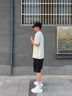 GXG男裝 黑色拼接設(shè)計(jì)圓領(lǐng)短袖T恤男士上衣 24年夏 黑色 170/M 曬單實(shí)拍圖