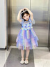 迪士尼寶寶女童連衣裙2025夏季兒童公主裙女寶寶表演禮服短袖彩虹演出蓬蓬裙 藍色 120 建議110-120cm6-7歲cm 曬單實(shí)拍圖
