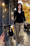 妍莉芬（yanlifen）休閑褲女秋季女裝穿搭衣服整套2025年新款小個(gè)子減齡時(shí)尚兩件套裝 兩件套裝 XL 【建議125-135斤】 曬單實(shí)拍圖