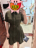 UR2025春季新款女裝復(fù)古紐扣休閑腰帶短袖連衣裙UYY750017 橄欖綠 M 曬單實(shí)拍圖