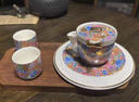 陶羽仿古琺瑯彩瑞方壺陶瓷家用手抓壺一壺兩杯泡茶壺茶杯功夫茶具整套 仿古琺瑯彩·幾歡芳華瑞方壺套組 曬單實拍圖