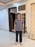 羅蒙（ROMON）中年爸爸夏裝套裝新款男士冰絲短袖t恤中老年男裝夏季父親節(jié)衣服 青灰 短袖+長(zhǎng)褲 2XL (建議141-158斤左右) 曬單實(shí)拍圖