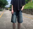 馬克華菲牛仔短褲男士夏季薄款寬松休閑直筒中褲子男款潮牌美式復(fù)古五分褲 曬單實(shí)拍圖