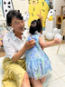 ASK JUNIOR兒童裙子夏女小童娃娃領(lǐng)連衣裙無袖背心裙度假網(wǎng)紗裙 藍(lán)紫  90  曬單實(shí)拍圖