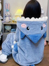 氧家小丑魚(yú)睡衣 搞怪連體情侶睡衣男女冬季加絨加厚珊瑚絨卡通家居服 鯊魚(yú)連體衣 XL L 適合身高165-178cm 曬單實(shí)拍圖