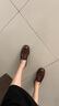 思加圖秋季甲殼蟲爵士樂福鞋低跟黑色小皮鞋女單鞋EYN01CA4 銹色棕 37 曬單實拍圖