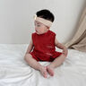 G.DUCKKIDS小黃鴨童裝新生嬰兒衣服夏季純棉周歲禮服男女寶寶旗袍薄款滿月服 葫蘆款紅色 66cm 尺碼0-3個月6斤-12斤 曬單實拍圖