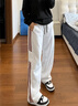 DGOV白花灰色慵懶休閑褲女春夏季新款寬松顯瘦潮流百搭直筒闊腿褲子女 白花灰色【休閑長褲有口袋】 M 建議90-105斤 曬單實拍圖