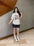 JIOESC莫代爾睡衣女款2025新款可愛卡通帶胸墊短袖薄款可外穿家居服套裝 蛋糕派對(duì) L 【90-110斤】 曬單實(shí)拍圖
