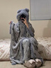 特大碼胖mm連帽珊瑚絨睡衣女冬季200-300斤凱蒂貓睡袍家居服外穿 滿印灰凱蒂貓優(yōu)質(zhì)版加厚【單睡袍 2XL 建議140-190斤 曬單實(shí)拍圖